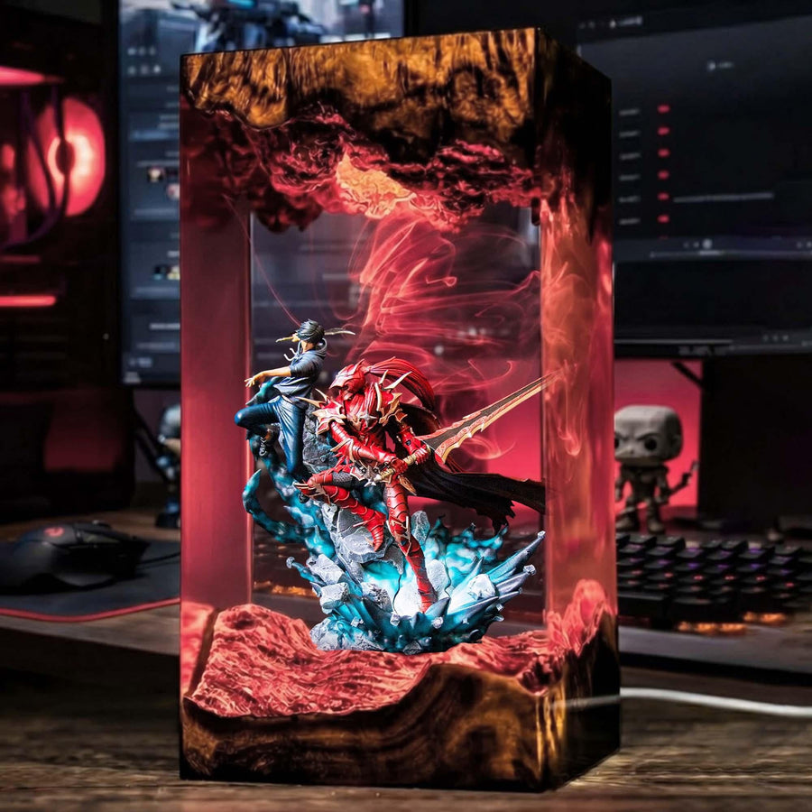 Solo Leveling Merch & Lamps – Sung Jinwoo & Igris Solo Leveling Resin Lamp