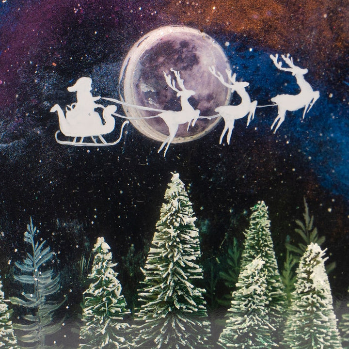 Magic Landscape Santa Moon Round Resin Lamp