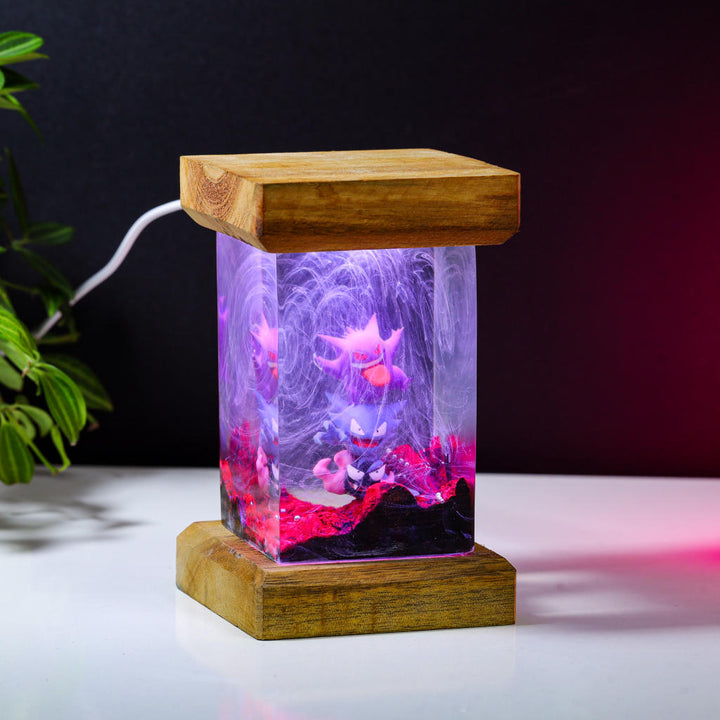 Gengar Wood Frame Pokemon Resin Lamp