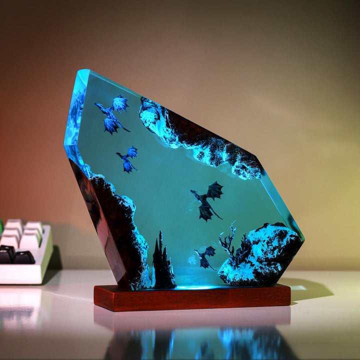 Fire and Ice Dragon Resin Lamp