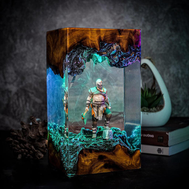 Kratos Teal Glow God of War Resin Lamp