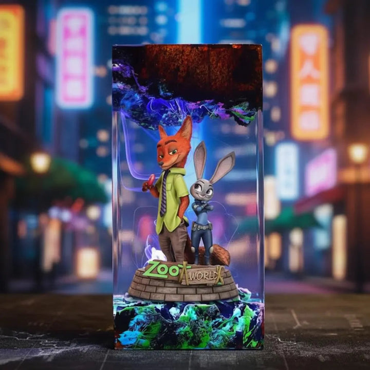 Nick and Judy Zootopia Resin Lamp
