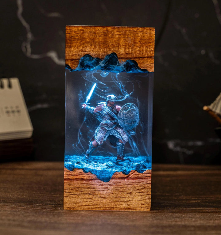 Dragonborn Sword & Shield Skyrim Resin Lamp