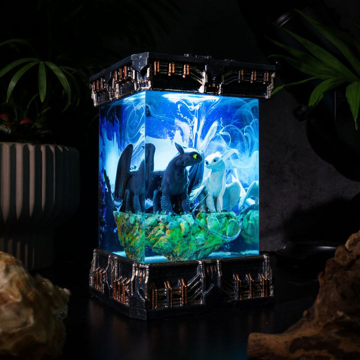 Toothless and Light Fury Gothic Elite How to Train Your Dragon Resin Lamp