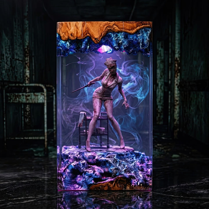 Bubble Head Nurse Silent Hill Horror Resin Lamp – hand-painted LED night light