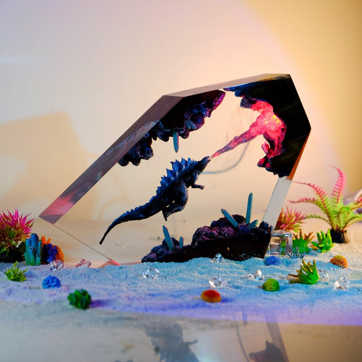 Monster Godzilla Pink Atomic Breath Crystal-Cut Resin Lamp
