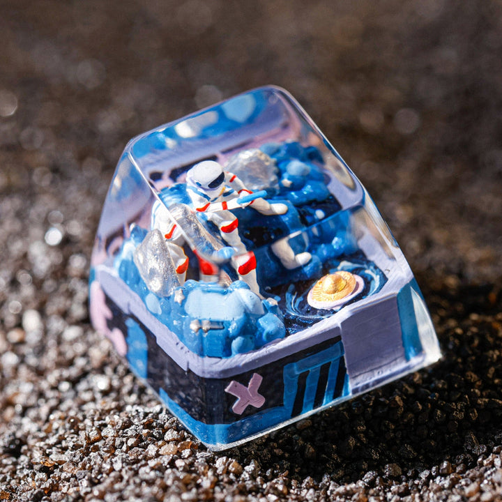 Blue Fishing Astronaut Artisan Keycap