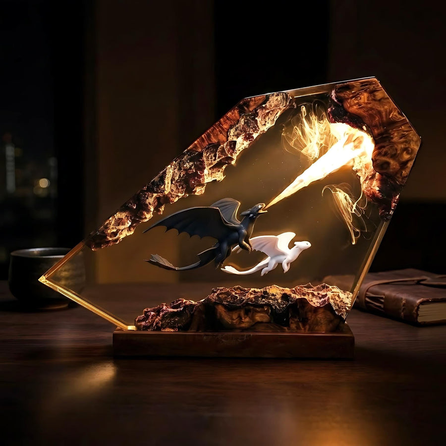 How to Train Your Dragon Lamps – Toothless & Light Fury Fire Blast How to Train Your Dragon Resin Lamp